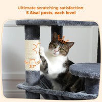 Grand arbre et tour pour chats d'intérieur, avec postes à gratter recouvertes de Sisal, hamac spacieux, perchoirs rembourrés et condos, jouets pour chats