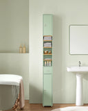 Armoire de salle de bain haute SoBuy BZR34 à 5 compartiments, 1 tiroir et portes, blanche, dimensions approximatives : 20 x 180 x 20 cm.