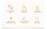 HiBREW Machine à café à capsules multiples, chaud/froid Dolce Gusto lait Nespresso Capsule ESE Pod café moulu cafétéria 20Bar 5 en 1