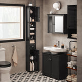 Armoire de salle de bain haute SoBuy BZR34 à 5 compartiments, 1 tiroir et portes, blanche, dimensions approximatives : 20 x 180 x 20 cm.