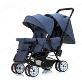 STOCK ue poussettes jumeaux Double enfants deux sièges poussettes chariot pliable vente en gros bébé poussette sièges avant et arrière