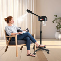 Vaporisateur facial à l'ozone 750 ml, hauteur réglable, rotation à 360°, appareil de soin du visage mobile pour salon de beauté et spa, blanc/noir