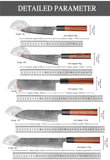 Couteau de chef japonais TURWHO forgé à la main, en acier damassé, couteau de cuisine Santoku, couteau à sashimi, couteau à pain, outil de cuisine utilitaire à lame artisanale