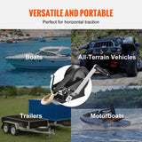 SucceBuy Treuil manuel pour remorque de bateau, manivelle à corde robuste, sangle en polyester et cliquet bidirectionnel, treuil à manivelle manuel