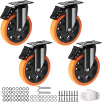Ensemble de 4 roulettes pivotantes en PVC SucceBuy de 5 à 15 cm (2 à 6 po) avec système de verrouillage de sécurité A/B, non marquantes, pour chariot ou établi.