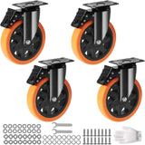 Ensemble de 4 roulettes pivotantes en PVC SucceBuy de 5 à 15 cm (2 à 6 po) avec système de verrouillage de sécurité A/B, non marquantes, pour chariot ou établi.