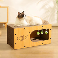 Griffoir pour chat, maison et bac à griffer, griffoir en bois détachable, poteau à griffer en papier ondulé