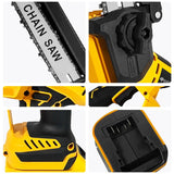 Tronçonneuse électrique sans balais jaune de 8 pouces (20 cm) et 1380 W, outil professionnel pour l'élagage et le jardinage, compatible avec les batteries Dewalt 20 V.