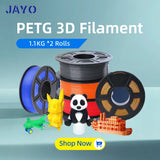 Filament PETG JAYO pour imprimante 3D FDM, 2 bobines de 1,75 mm, enroulement soigné, 2,2 kg/lot