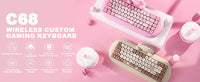 Clavier de jeu sans fil YUNZII C68, clavier mécanique RVB personnalisé Hi-Fi Cute Cat, Silicone 65% échange à chaud ergonomique Kitty Keeb