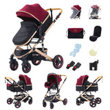 Poussette 3 en 1, poussette à quatre roues, poussette 2 en 1, poussette légère, poussette multifonctions, landau, pouf