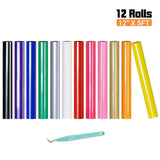 HTVRONT Lot de 12 rouleaux de vinyle thermocollant multicolores de 30,5 cm x 1,5 m pour Cricut, impression sur t-shirts et casquettes, film HTV à repasser (cadeau)