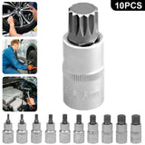 [EU Stock] 10pc clé à douille 1/2 douilles multi-dents internes jeu de douilles M4-M18 Allen Hex Cliquet Enroulé M-Sleeve Drive Socket