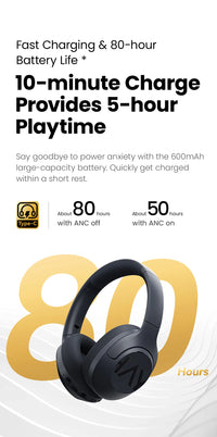 HAYLOU S30 casque sans fil Bluetooth 5.4 43dB casques antibruit adaptatifs 40mm pilote dynamique 80H écouteurs de lecture