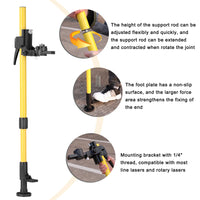 Perche télescopique de 4,2 m max. pour niveau à bulle, en alliage d'aluminium, réglable en hauteur, avec support extensible pour niveau laser 1/4'' et 5/8''.