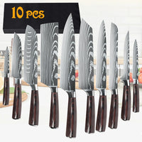 Coffret cadeau de 8/10 couteaux de cuisine MDHAND, couteau de chef à motif damassé laser, en acier inoxydable à haute teneur en carbone, couteau à fruits tranchant