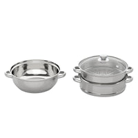 Cuiseur à vapeur en acier inoxydable à 3 niveaux 28CM + couvercle en verre, ustensiles de cuisine, ensemble de marmites à vapeur, cuiseur à vapeur en argent, cuiseur à vapeur pour légumes