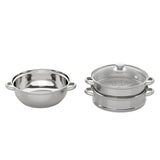 Cuiseur à vapeur en acier inoxydable à 3 niveaux 28CM + couvercle en verre, ustensiles de cuisine, ensemble de marmites à vapeur, cuiseur à vapeur en argent, cuiseur à vapeur pour légumes