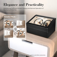 Présentoir de rangement 4 + 6, remontoir de montre en bois et cuir à Rotation automatique avec oreiller, boîte de luxe noir/marron