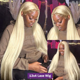 Perruque Wiggogo 613 Transparent HD Lace Frontal 13X6 Blond lisse, cheveux humains brésiliens pré-épilés, 13X4