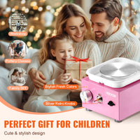 SucceBuy Mini roue de poterie 0-320 tr/min vitesse réglable bassin détachable 2,56 pouces/3,94 pouces 2 platines Art artisanat travail maison bricolage rose