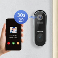 Sonnette vidéo intelligente WiFi TMEZON 1080p rechargeable avec carillon, alarme infrarouge et caméra de sécurité sans fil, compatible avec l'application CloudEdge.