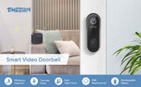 Sonnette vidéo intelligente WiFi TMEZON 1080p rechargeable avec carillon, alarme infrarouge et caméra de sécurité sans fil, compatible avec l'application CloudEdge.