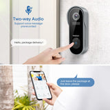 Sonnette vidéo intelligente WiFi TMEZON 1080p rechargeable avec carillon, alarme infrarouge et caméra de sécurité sans fil, compatible avec l'application CloudEdge.