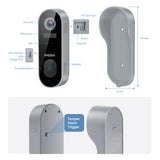 Sonnette vidéo intelligente WiFi TMEZON 1080p rechargeable avec carillon, alarme infrarouge et caméra de sécurité sans fil, compatible avec l'application CloudEdge.