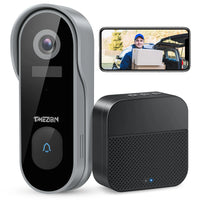 Sonnette vidéo intelligente WiFi TMEZON 1080p rechargeable avec carillon, alarme infrarouge et caméra de sécurité sans fil, compatible avec l'application CloudEdge.