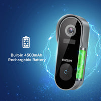 Sonnette vidéo intelligente WiFi TMEZON 1080p rechargeable avec carillon, alarme infrarouge et caméra de sécurité sans fil, compatible avec l'application CloudEdge.