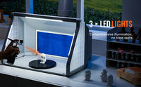 SucceBuy Cabine de pulvérisation d'aérographe Kit de cabine de pulvérisation de peinture d'aérographe portable à double ventilateur avec lumières LED et tuyau d'extension d'échappement