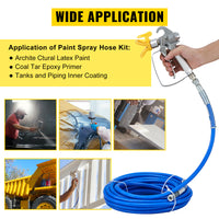 Kit de tuyau de pulvérisation de peinture sans air SucceBuy : tube en fibre haute pression de 15 m (50 pi) et 248 bars (3 600 psi), perche de 20 cm (8 po) avec buse 517 et protection de buse.