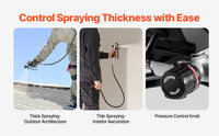 SucceBuy Pulvérisateur de peinture sans air sur pied, pulvérisateur sans air à haute efficacité 650 W, tige d'extension de machine de pulvérisation de peinture électrique 3000 PSI