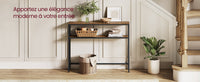 Console pour Couloir, Table de Salon Fine à 2 Niveaux, Table d’Appoint avec 2 Étagères, 20 x 80 x 80 cm