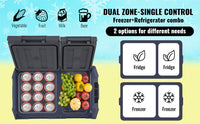 SucceBuy Réfrigérateur de voiture congélateur portable double zone réfrigérateur de voiture réfrigérateur gamme réglable 12/24 V DC et un congélateur à compresseur