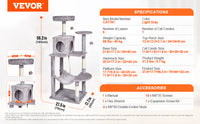 SucceBuy Arbre à chat pour chats d'intérieur Tour à chat avec chat condo Poste à gratter en sisal HamacTop Perche Plateformes de saut Gris foncé