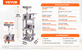 SucceBuy Arbre à chat pour chats d'intérieur Tour à chat avec chat condo Poste à gratter en sisal HamacTop Perche Plateformes de saut Gris foncé