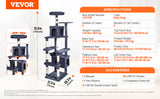 SucceBuy Arbre à chat pour chats d'intérieur Tour à chat avec chat condo Poste à gratter en sisal HamacTop Perche Plateformes de saut Gris foncé