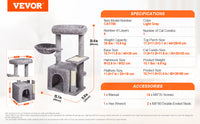SucceBuy Arbre à chat pour chats d'intérieur Tour à chat avec chat condo Poste à gratter en sisal HamacTop Perche Plateformes de saut Gris foncé