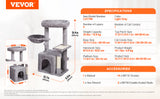SucceBuy Arbre à chat pour chats d'intérieur Tour à chat avec chat condo Poste à gratter en sisal HamacTop Perche Plateformes de saut Gris foncé