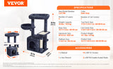 SucceBuy Arbre à chat pour chats d'intérieur Tour à chat avec chat condo Poste à gratter en sisal HamacTop Perche Plateformes de saut Gris foncé