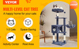 SucceBuy Arbre à chat pour chats d'intérieur Tour à chat avec chat condo Poste à gratter en sisal HamacTop Perche Plateformes de saut Gris foncé
