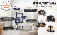 SucceBuy Arbre à chat pour chats d'intérieur Tour à chat avec chat condo Poste à gratter en sisal HamacTop Perche Plateformes de saut Gris foncé