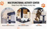 SucceBuy Arbre à chat pour chats d'intérieur Tour à chat avec chat condo Poste à gratter en sisal HamacTop Perche Plateformes de saut Gris foncé