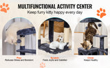 SucceBuy Arbre à chat pour chats d'intérieur Tour à chat avec chat condo Poste à gratter en sisal HamacTop Perche Plateformes de saut Gris foncé