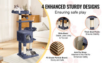 SucceBuy Arbre à chat pour chats d'intérieur Tour à chat avec chat condo Poste à gratter en sisal HamacTop Perche Plateformes de saut Gris foncé