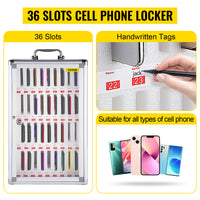 SucceBuy Armoire de téléphone portable à 36 fentes, tableau de poche en alliage d'aluminium argenté, casier de rangement mural pour salle de classe, bureau, salle de sport