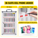 SucceBuy Armoire de téléphone portable à 36 fentes, tableau de poche en alliage d'aluminium argenté, casier de rangement mural pour salle de classe, bureau, salle de sport
