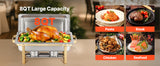SucceBuy Lot de 4 buffet à réchaud de 8 Qt, chafer en acier inoxydable avec 2 poêles pleine taille et 4 demi-taille, serveur chauffant pour restauration